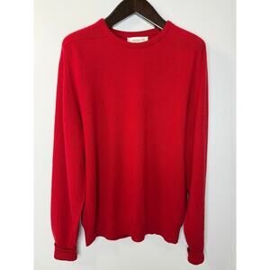 Johnstons Of Elgin Cashmere V Neck Knit Sweater Mens XL Red